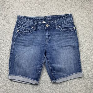 Aeropostale Shorts Womens 9/10 Blue Jean Distressed Denim Shorts Cuffed Hems